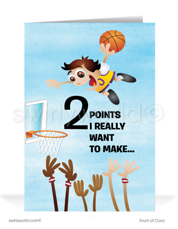 Funny Cartoon Basketball Player Customer Business Thank You Greeting Cards