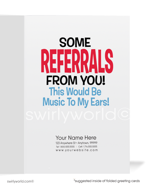 Humorous Cartoon Drummer Thank You For Your Referral Business Clients