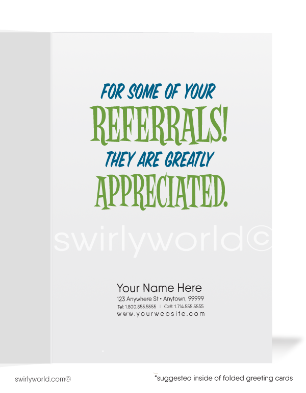 Funny Fishing Thank You For Your Referral Greeting Cards for Customers
