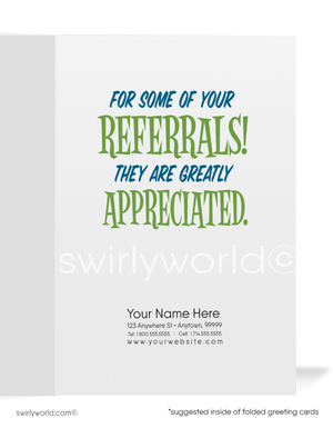 Funny Fishing Thank You For Your Referral Greeting Cards for Customers