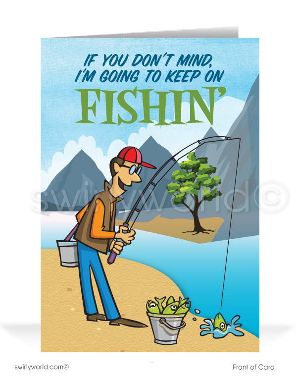 Funny Fishing Thank You For Your Referral Greeting Cards for Customers