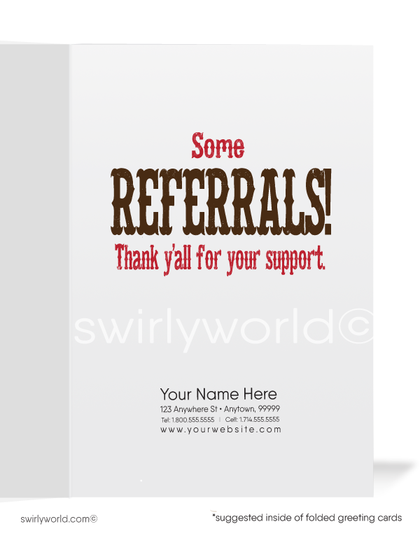 Western Cowboy Thank You For Your Referral Cards for Customers