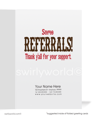 Western Cowboy Thank You For Your Referral Cards for Customers
