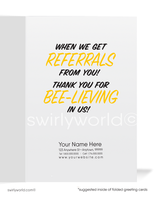 Humorous Honey Bee Thank You For Your Referral Greeting Cards for Business