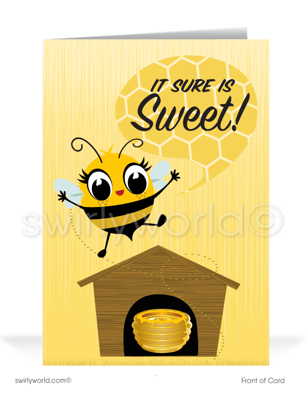 Humorous Honey Bee Thank You For Your Referral Greeting Cards for Business