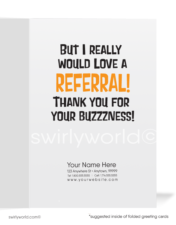 Funny Bee Client Thank You For Your Referral Greeting Cards for Business