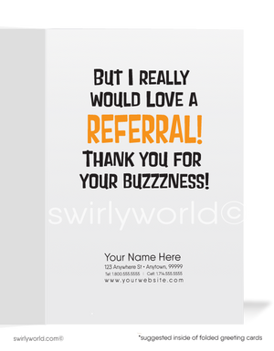 Funny Bee Client Thank You For Your Referral Greeting Cards for Business