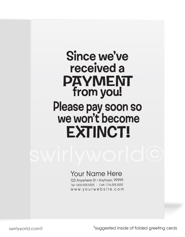 Funny Humorous Caveman Get Paid on Past-Due Bill Collection Greeting Cards.