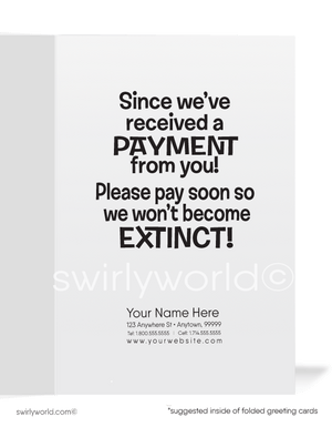 Funny Humorous Caveman Get Paid on Past-Due Bill Collection Greeting Cards