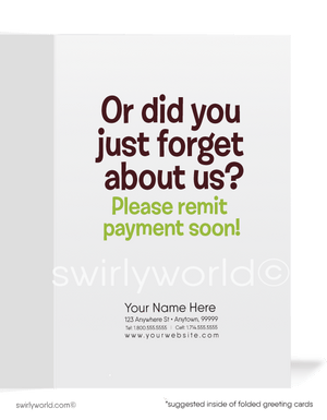 Funny Humorous Cartoon Past-Due Bill Collection Greeting Cards