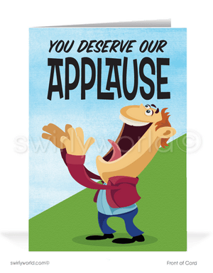 Funny Man Applause Congratulations Cartoon Cards for Customers