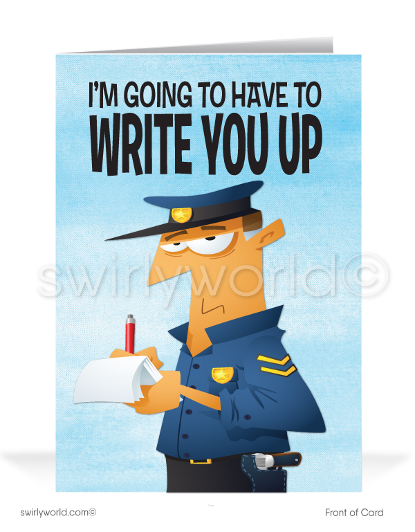 Humorous Police Man Thank You Cards for Customers