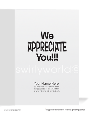 "Thanks a Latte" Cute Cartoon Coffee Cup Business Greeting Cards for Clients