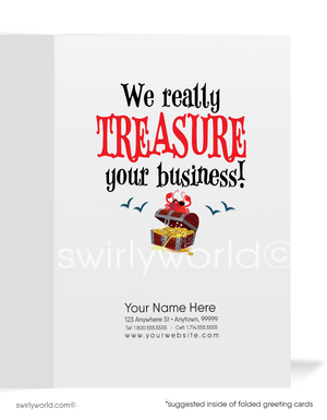 Cartoon Funny Pirate ARRRR Humorous Thank You Cards for Customers