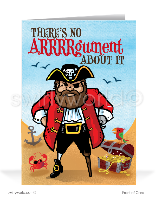 These Pirate-themed 'ARRRRR'-saying Thank You Cards make it effortless to express appreciation to your faithful customers. The distinct cartoon style and amusing message will ensure a lasting feeling of gratitude. Let them know you value their business with these convenient pre-printed and shipped cards.