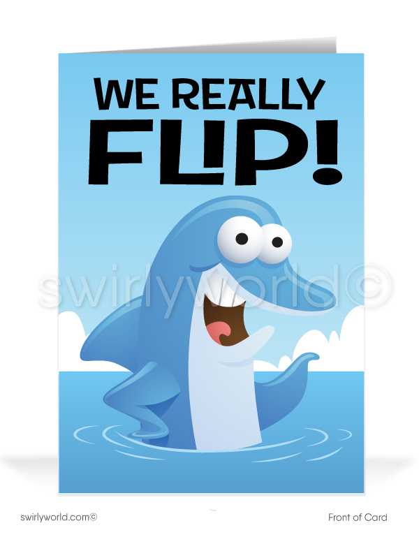 "We Flip Over Your Business" Funny Business Thank You Greeting Cards