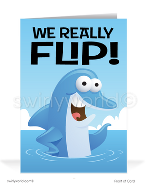"We Flip Over Your Business" Funny Business Thank You Greeting Cards