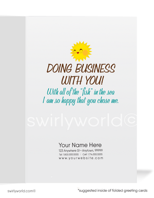 Cute Mermaid "Fintastic Customer" Women in Business Thank You Cards for Clients