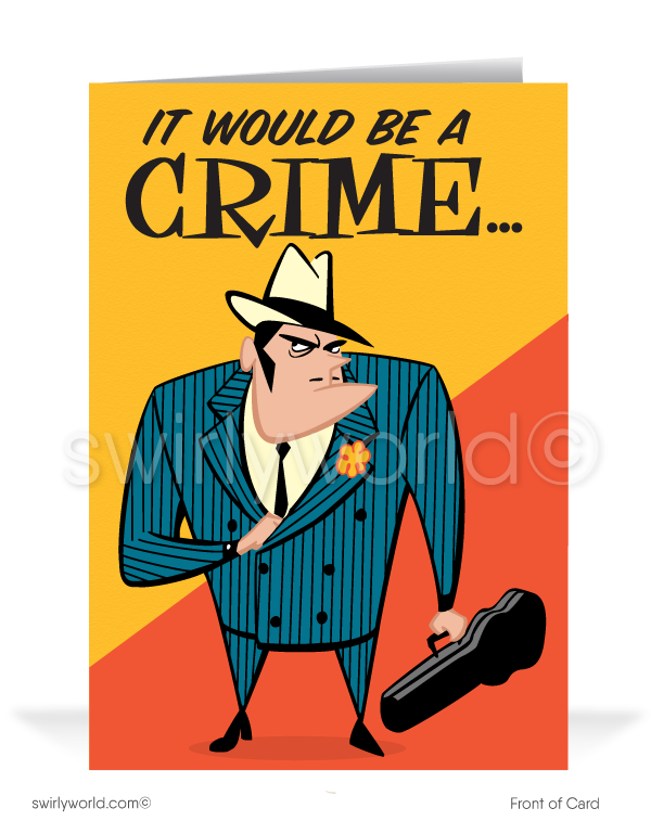Funny Mafia Guy with Violin Case Sales Prospecting Cards for New Customers