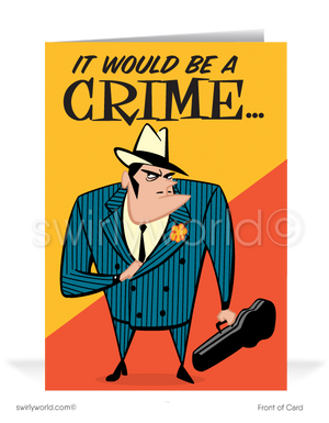 Funny Mafia Guy with Violin Case Sales Prospecting Cards for New Customers