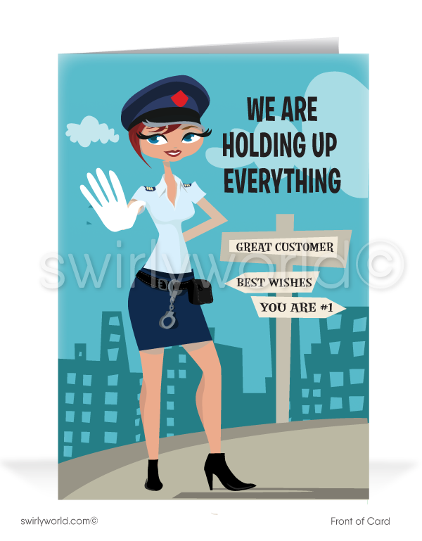 Funny Police Woman Customer Happy Birthday Cards