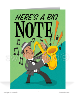 Funny Musician Saxophone Player Customer Happy Birthday Card