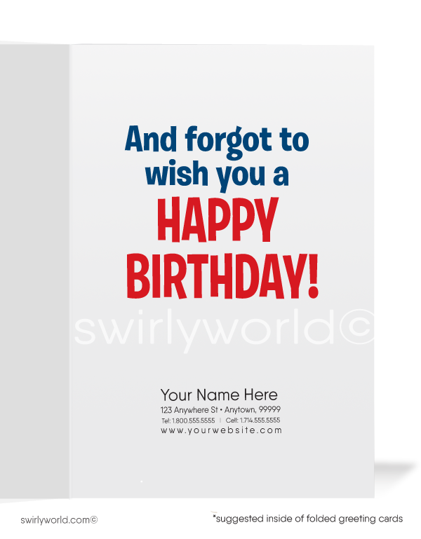 Funny Humorous Guy Slipping on Banana Business Birthday Cards