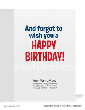 Funny Humorous Guy Slipping on Banana Business Birthday Cards