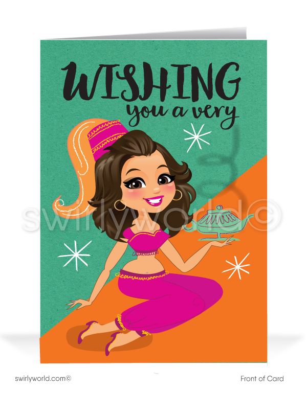 Genie in the Bottle Women in Business Happy Birthday Cards