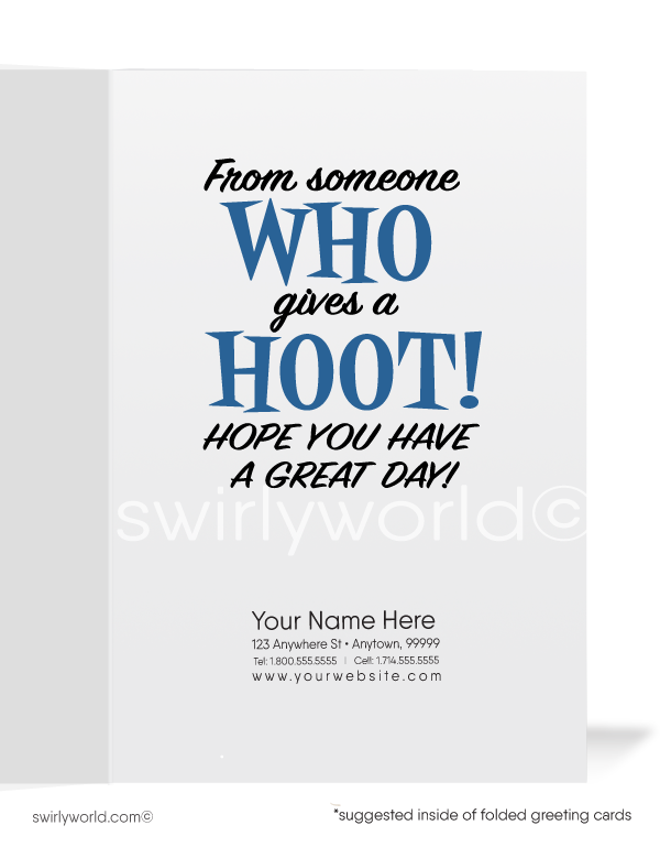 Cute Owl on Wishing Well Business Happy Birthday Cards for Clients