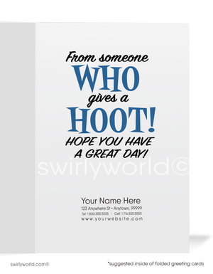 Cute Owl on Wishing Well Business Happy Birthday Cards for Clients