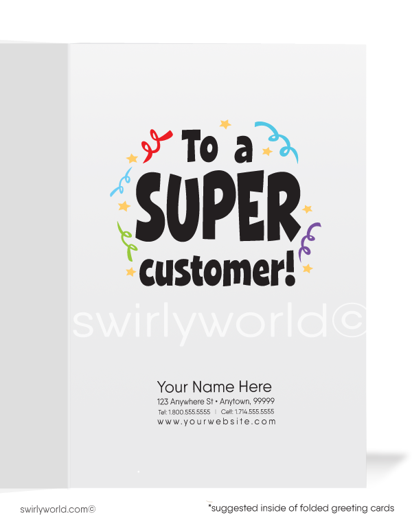 SuperHero Super Customer Business Happy Birthday Cards