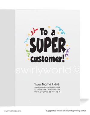 SuperHero Super Customer Business Happy Birthday Cards