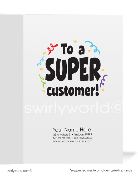 SuperHero Super Customer Business Happy Birthday Cards
