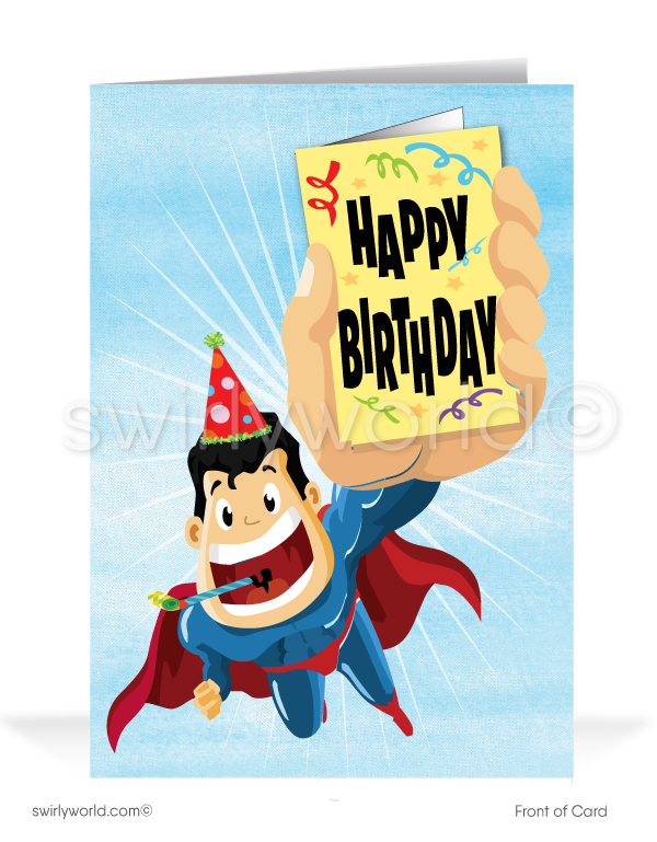 SuperHero Super Customer Business Happy Birthday Cards