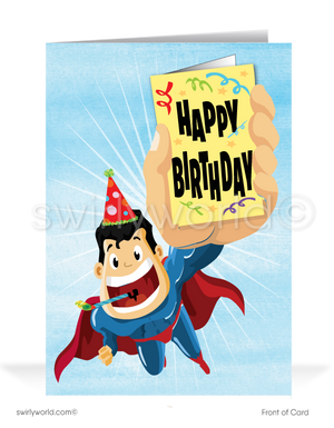 SuperHero Super Customer Business Happy Birthday Cards