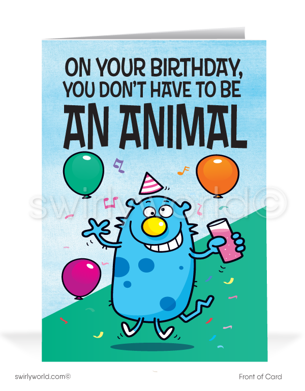 Party Animal Business Happy Birthday Cards for Customers