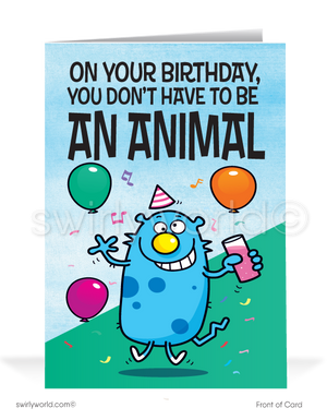 Party Animal Business Happy Birthday Cards for Customers
