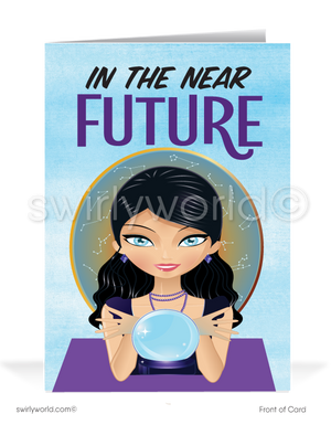 Cartoon Fortune Teller Woman Thank You For Your Referrals Card