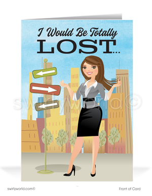 "Lost Without Your Business" Women in Business Thank You Cards