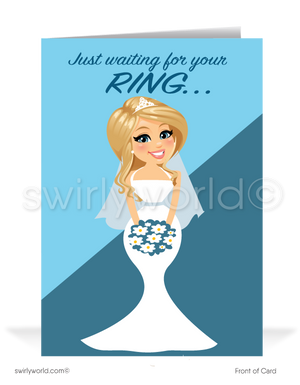 "Waiting For Your Ring" Miss You Bride Women's Sales Marketing Cards