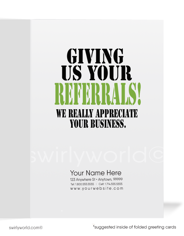 Humorous Military Customer Thank You For Your Referral Cards for Business