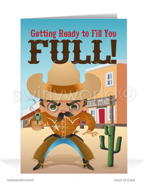 Cartoon Humorous Cowboy Sheriff Business Thank You Cards for Customers