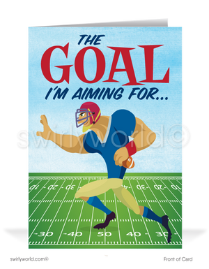 Football Player Cartoon Humorous Sales Prospecting Business Greeting Cards