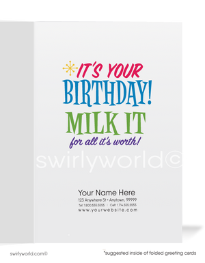 "Have A Cow" Funny Business Happy Birthday Cards for Customers