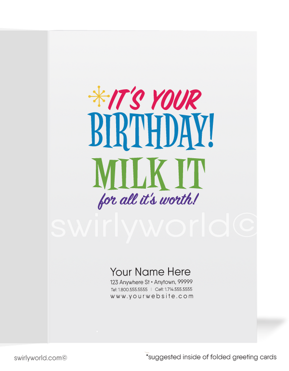 "Have A Cow" Funny Business Happy Birthday Cards for Customers