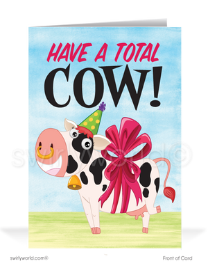 "Have A Cow" Funny Business Happy Birthday Cards for Customers