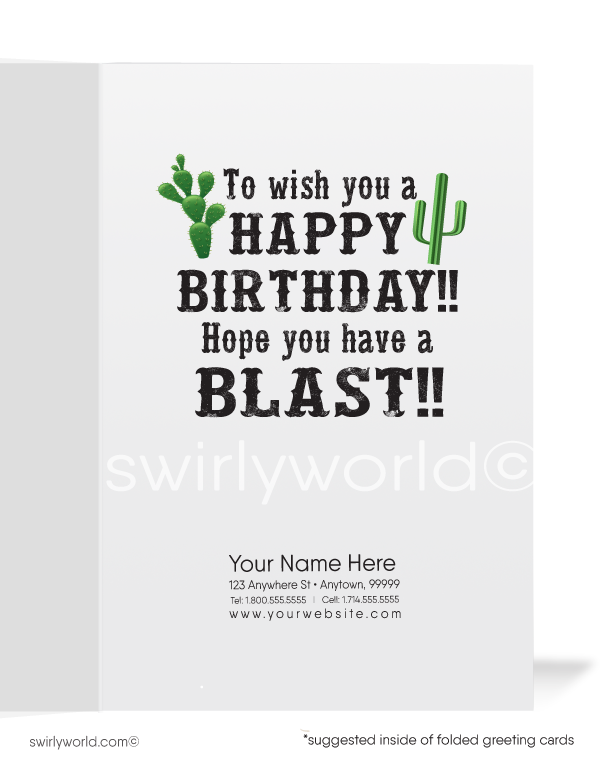 Funny Cowboy Business Happy Birthday Cards for Customers