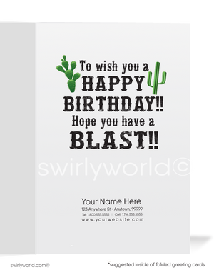 Funny Cowboy Business Happy Birthday Cards for Customers