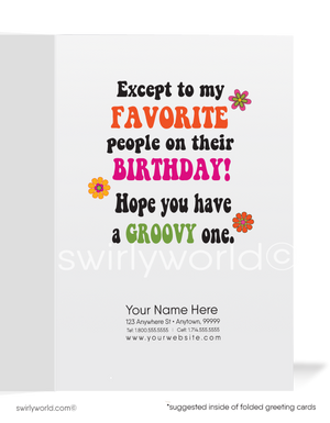 Groovy Hippie Free Love Business Happy Birthday Cards for Customers